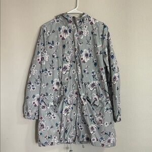 Vera Bradley Gray Floral Windbreaker Rain Jacket